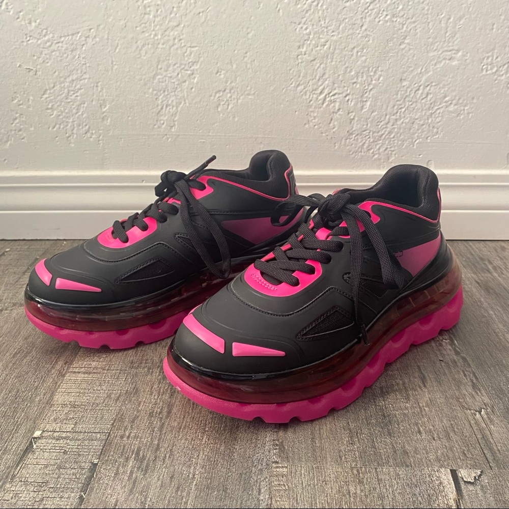 BUMP’AIR NIGHT LOTUS LOW TOP BLACK & PINK SNEAKERS by SHOES 53045